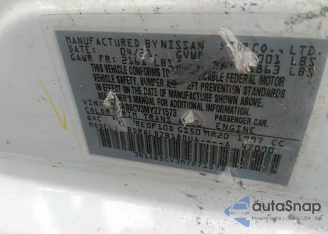 2021 Nissan Sentra Sv Xtronic Cvt из США, поврежденный, VIN 3N1AB8CV3MY271573